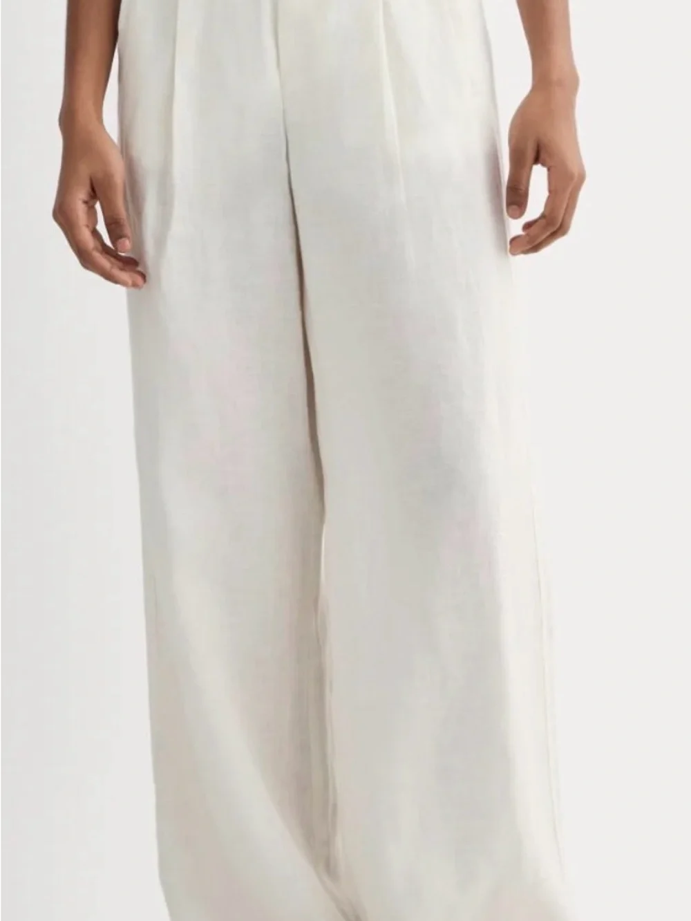Everlane Cream Wide-Leg Linen Trousers